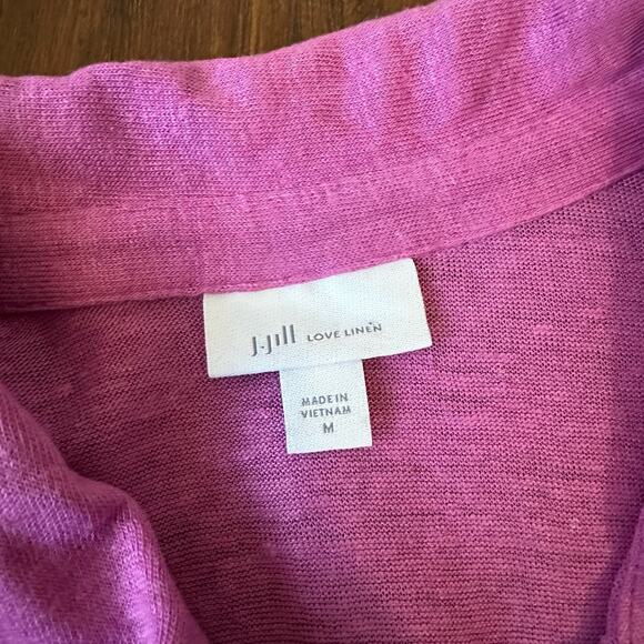 J. JILL Linen Essential Shirt Orchid Pink Button Up LS Knit Minimalist - Picture 7 of 11